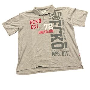 ECKO UNLTD. 3XL heathered gray shortsleeve 3D letter graphic 72 polo shirt